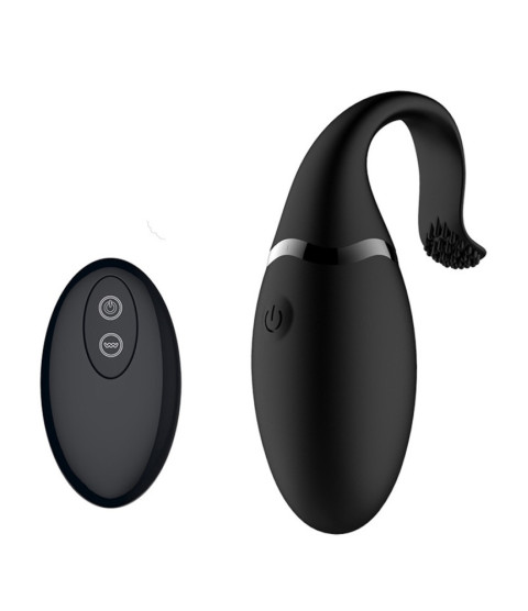 Œuf vibrant noir avec languette à picot pour stimuler le clitoris - TOD-042BLK